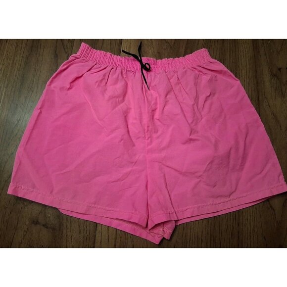 Vintage 80s ADDITIONS BY RONNIE Neon Pink Nylon Shorts Womans M - Picture 1 of 8